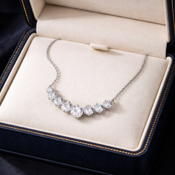 1-Carat moissanite necklace, elegant french-style design, 1 unit