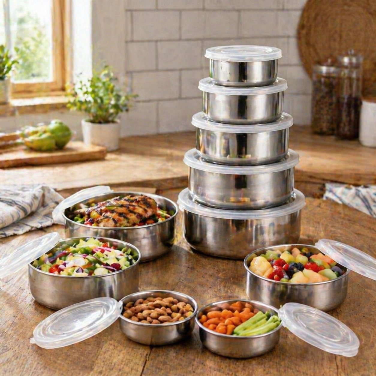 Circular airtight lidded outdoor containers, 1 unit