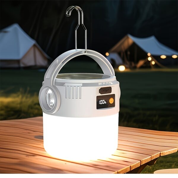 2-in-1 solar & USB rechargeable camping lantern, 1 unit