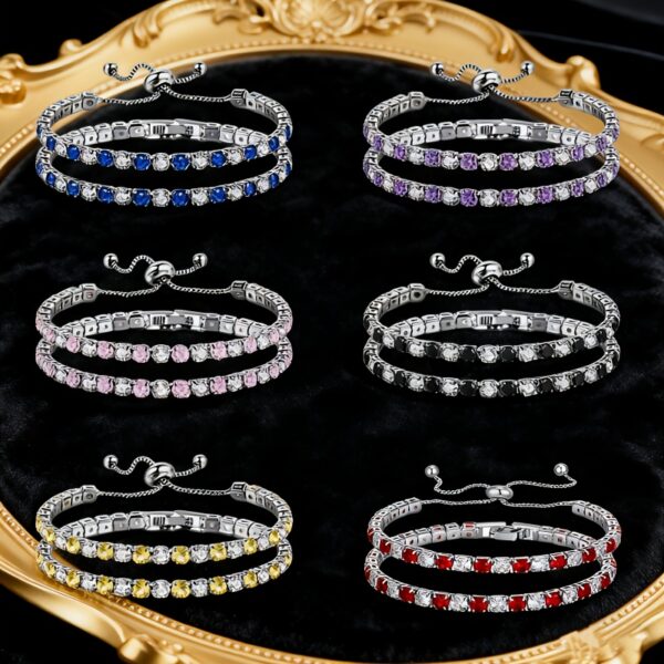 Tennis bracelet with alternating synthetic cubic zirconia, 1 unit