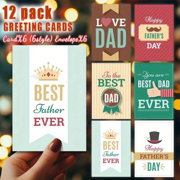 Fun father's day cards with envelopes, 12 pack