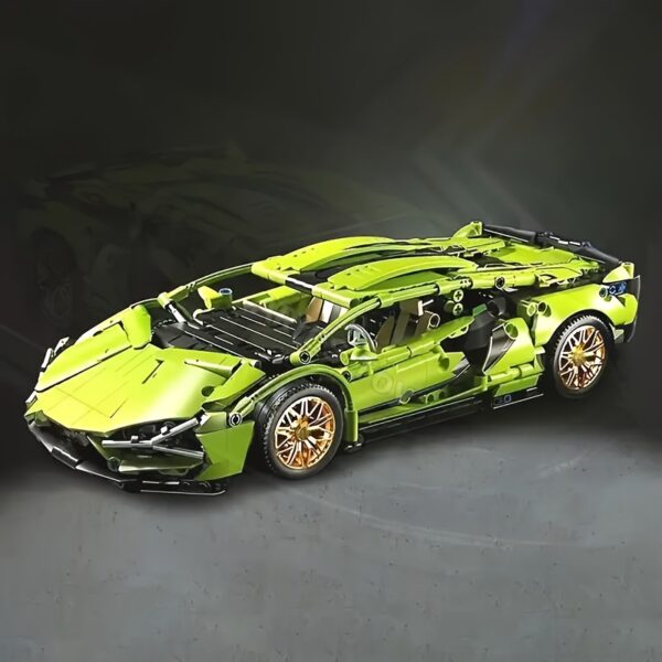 Green supercar building block toy set, 1488 piece set