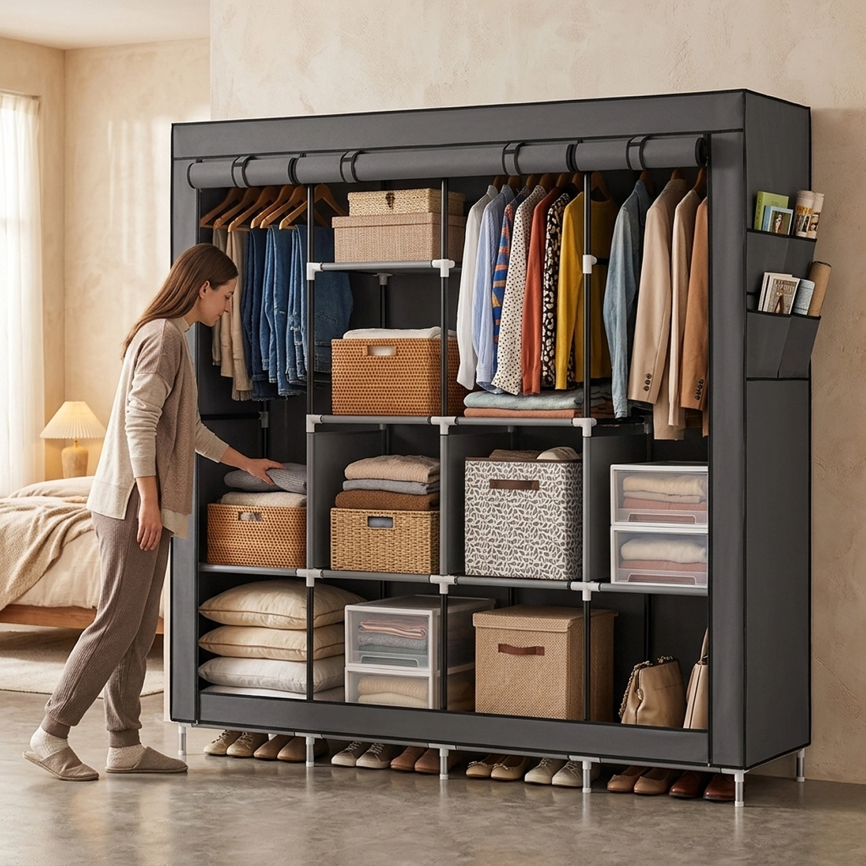 Portable closet large wardrobe organizer, 1 unit