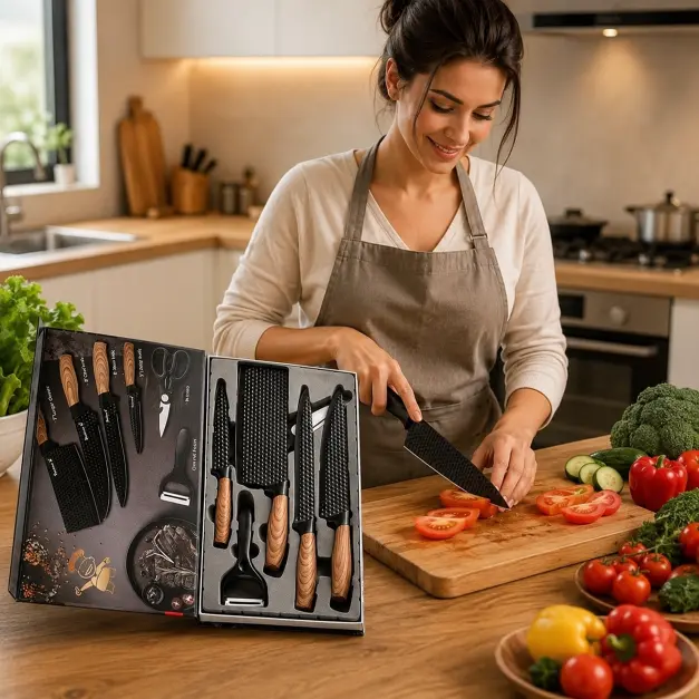 6-Piece Stainless Steel Kitchen Knife and Tool Set
