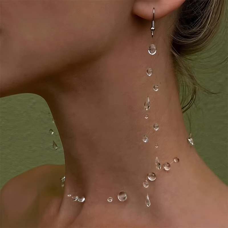 Dewdrop Crystal Necklace & Earrings Set – Elegant 3-Piece Jewelry Set