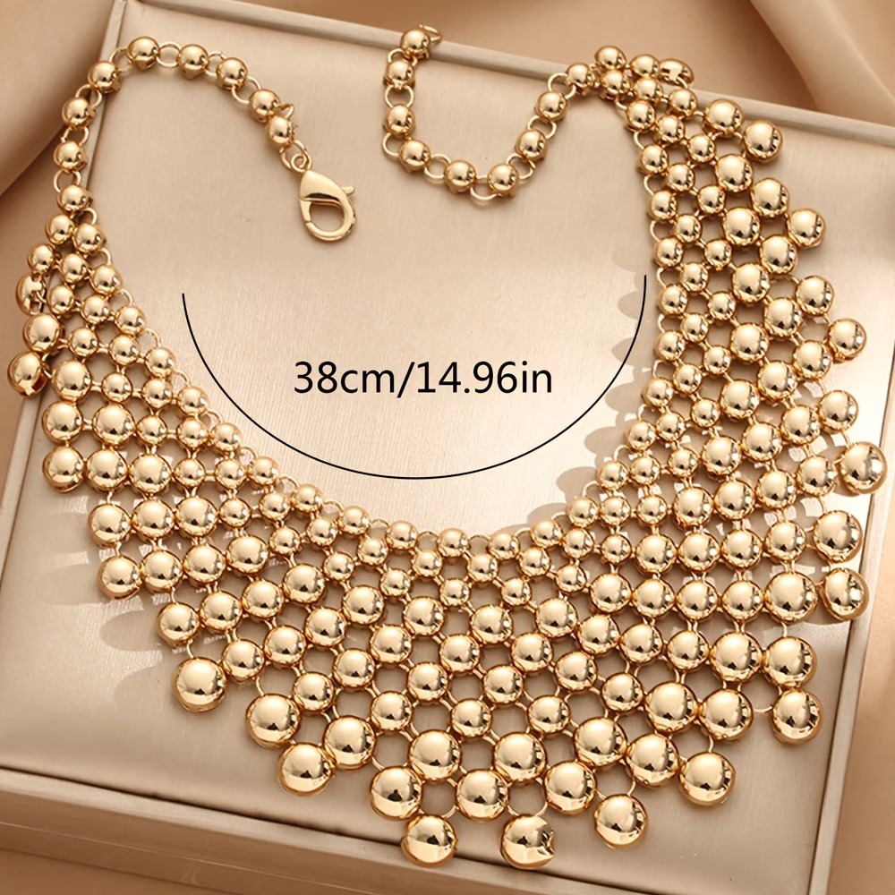 Oversized Gold Bead Statement Necklace