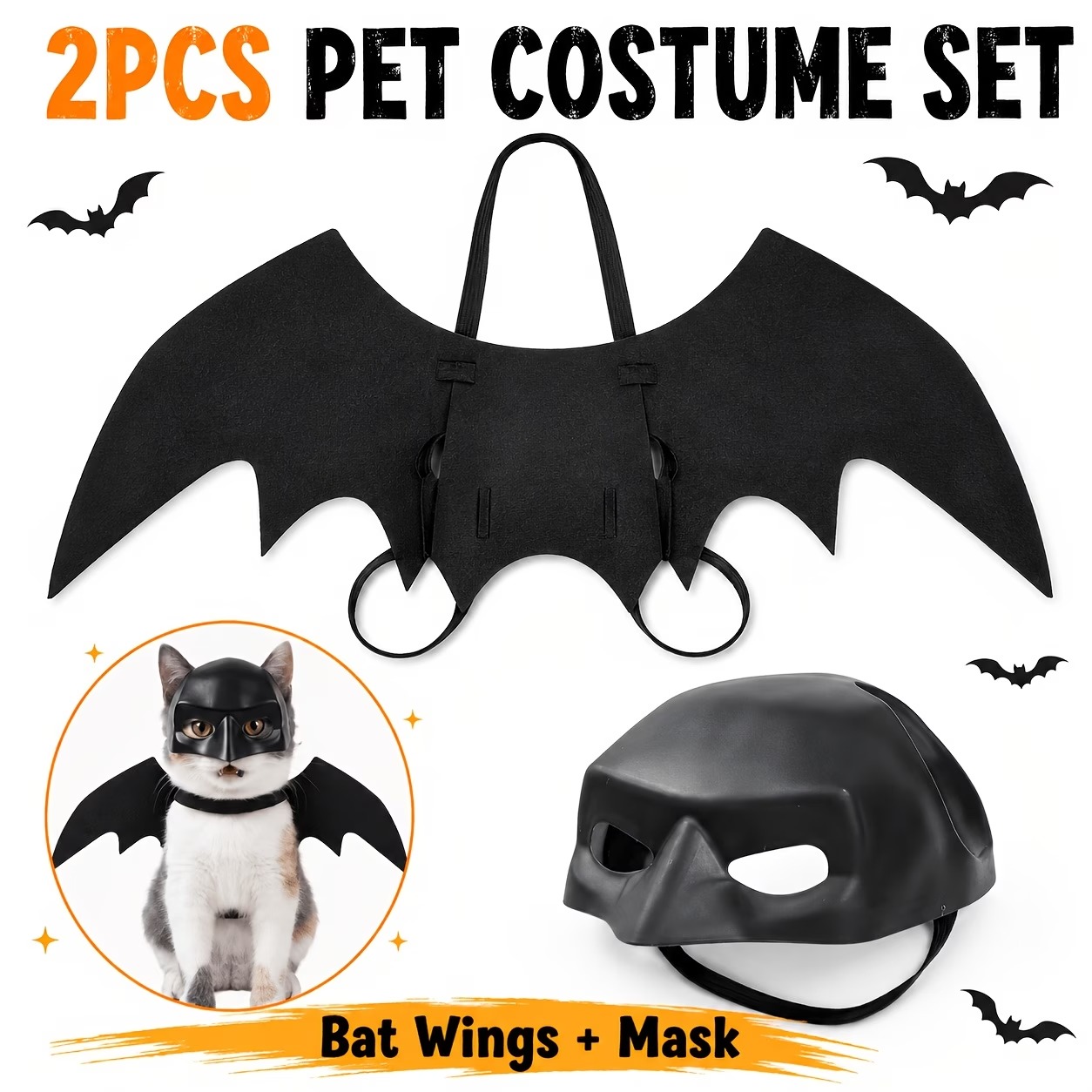 2-Piece Bat Costume Set for Cats & Small Dogs