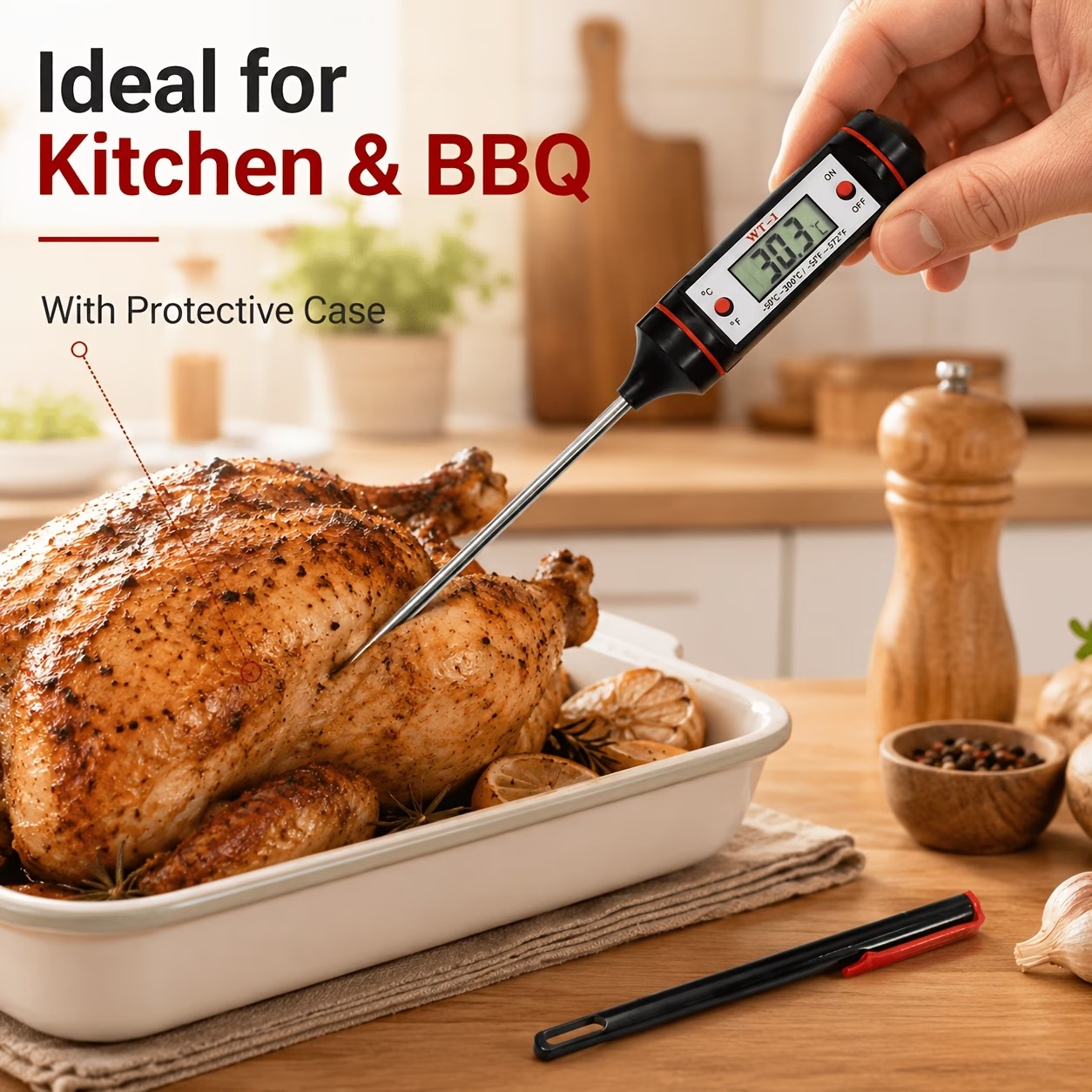 Instant Read Digital Meat Thermometer with Protective Case - Image 3