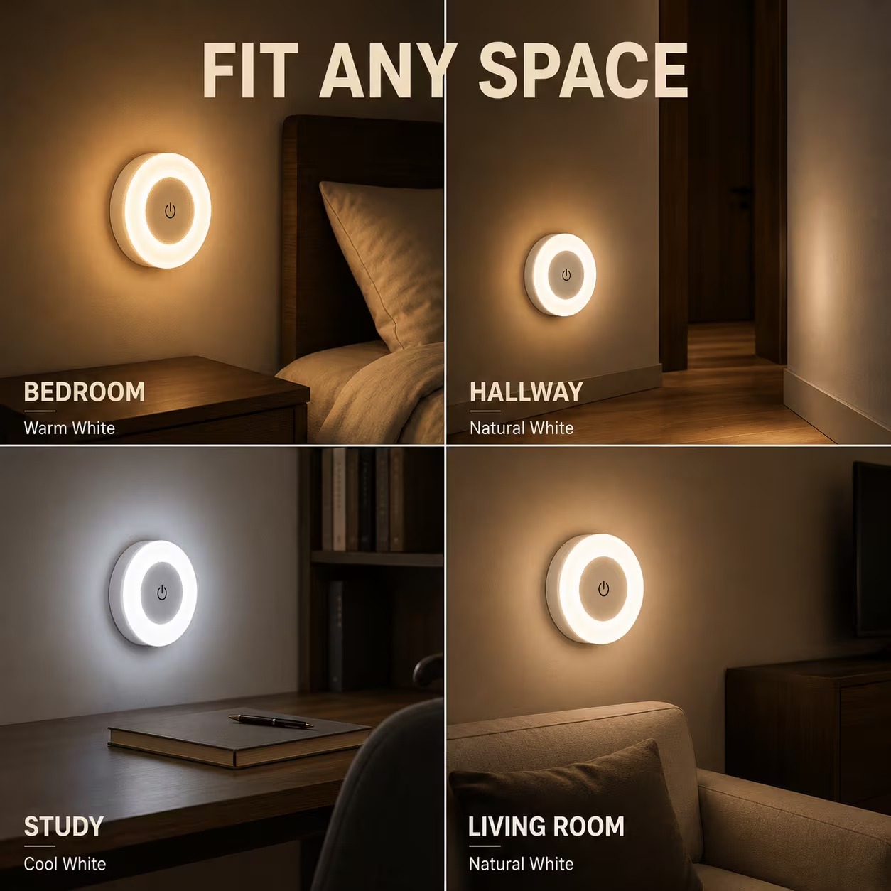 USB Rechargeable Touch LED Wall Night Light - Image 3