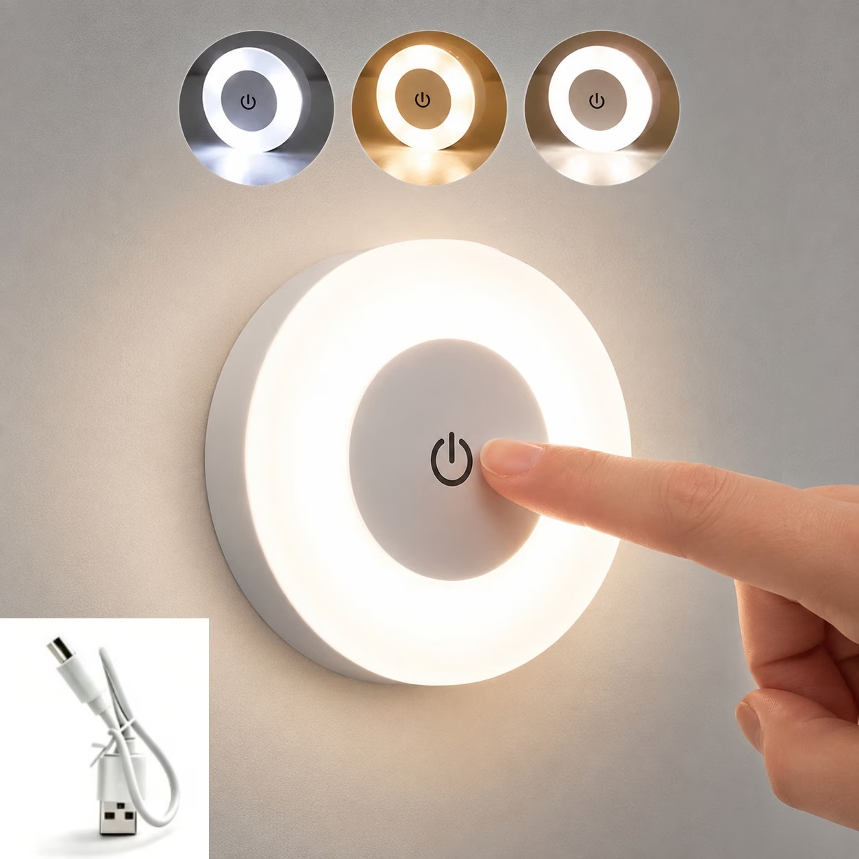 USB Rechargeable Touch LED Wall Night Light - Image 4