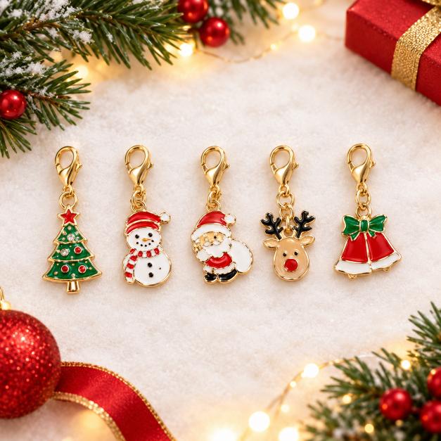 32-Piece Christmas Themed Keychain Set