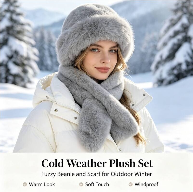 Women’s Plush Winter Hat & Scarf Set
