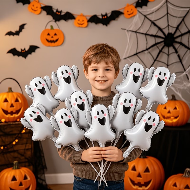 10-Pack Cute Ghost Foil Balloons - Image 5