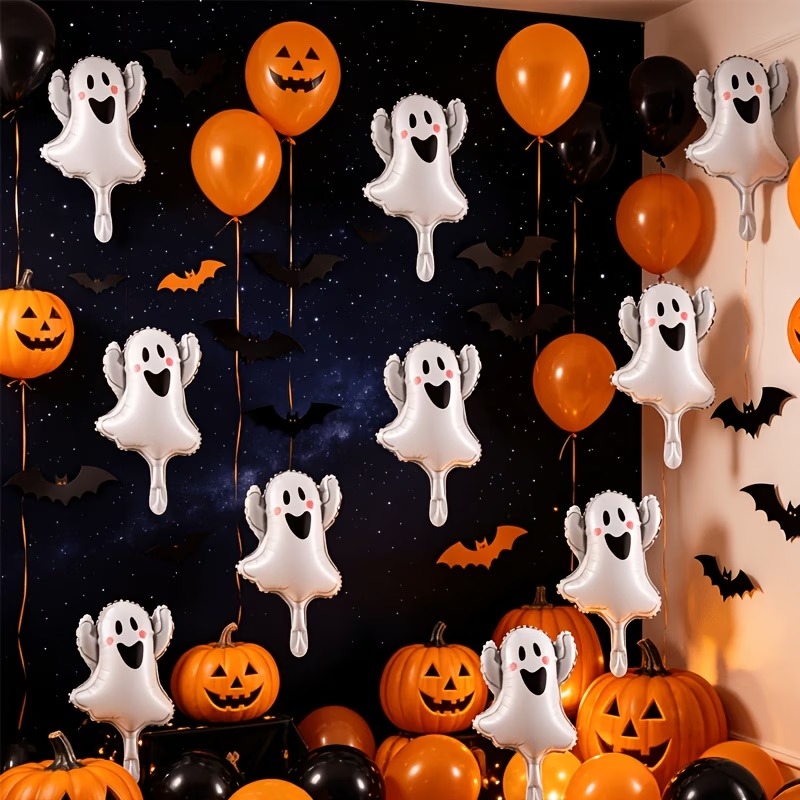 10-Pack Cute Ghost Foil Balloons - Image 6