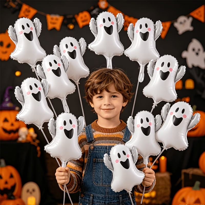 10-Pack Cute Ghost Foil Balloons