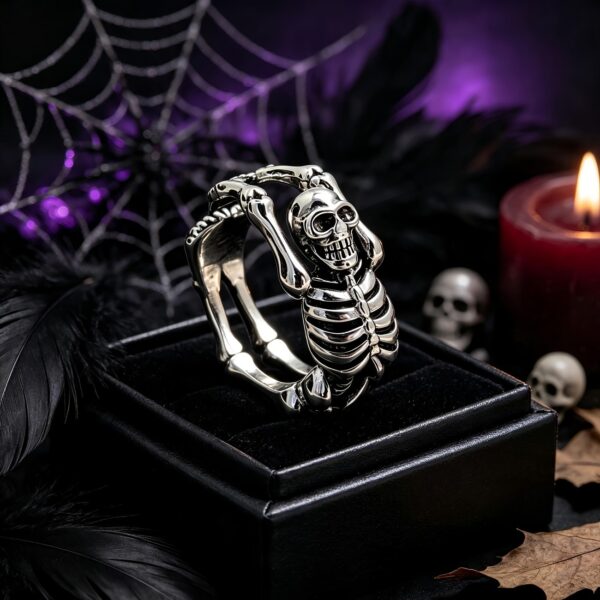 Gothic Skeleton Skull Ring – Punk Halloween Statement Jewelry