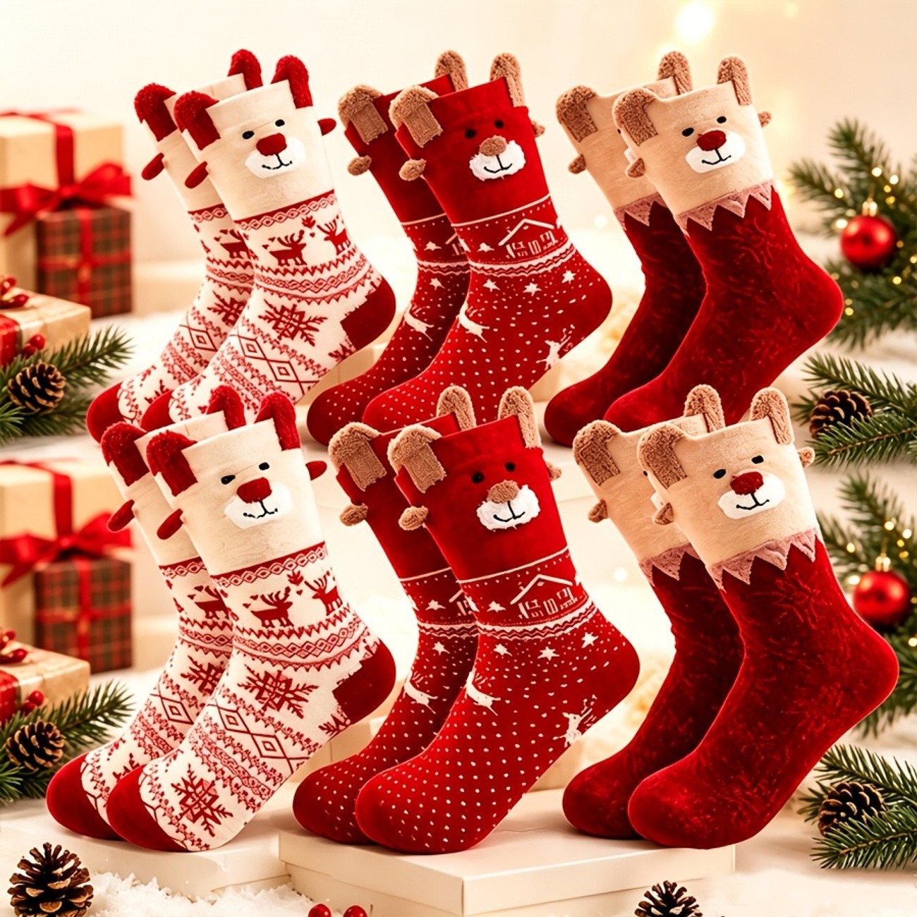 6-Pair Women’s Christmas Winter Socks