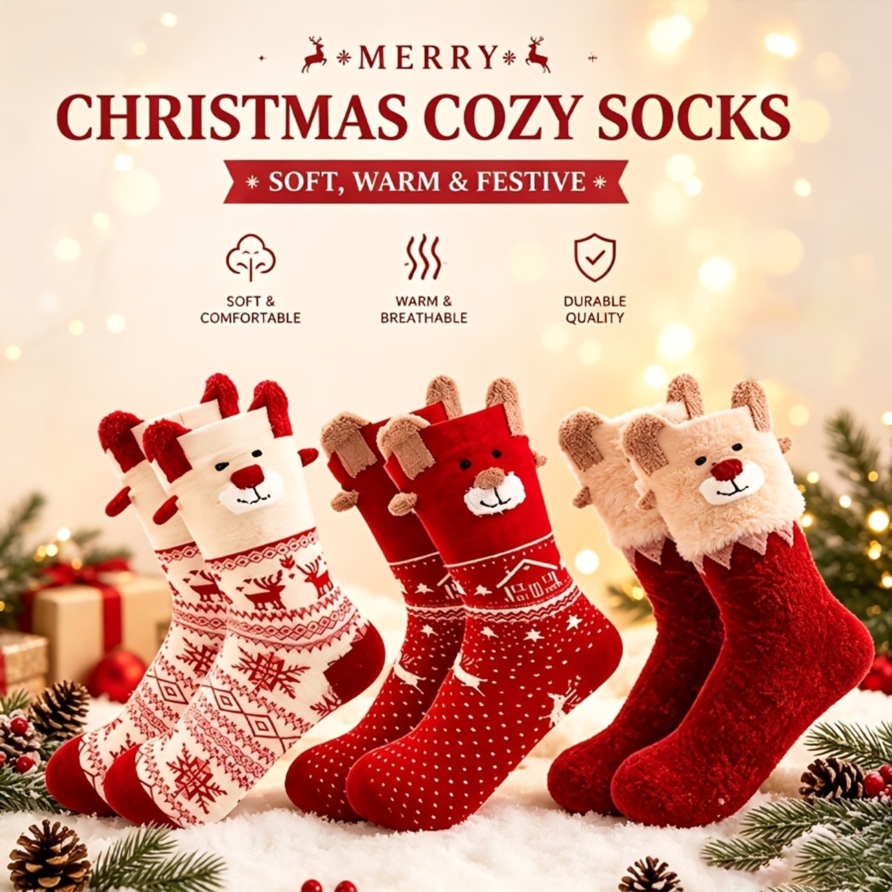 6-Pair Women’s Christmas Winter Socks - Image 4