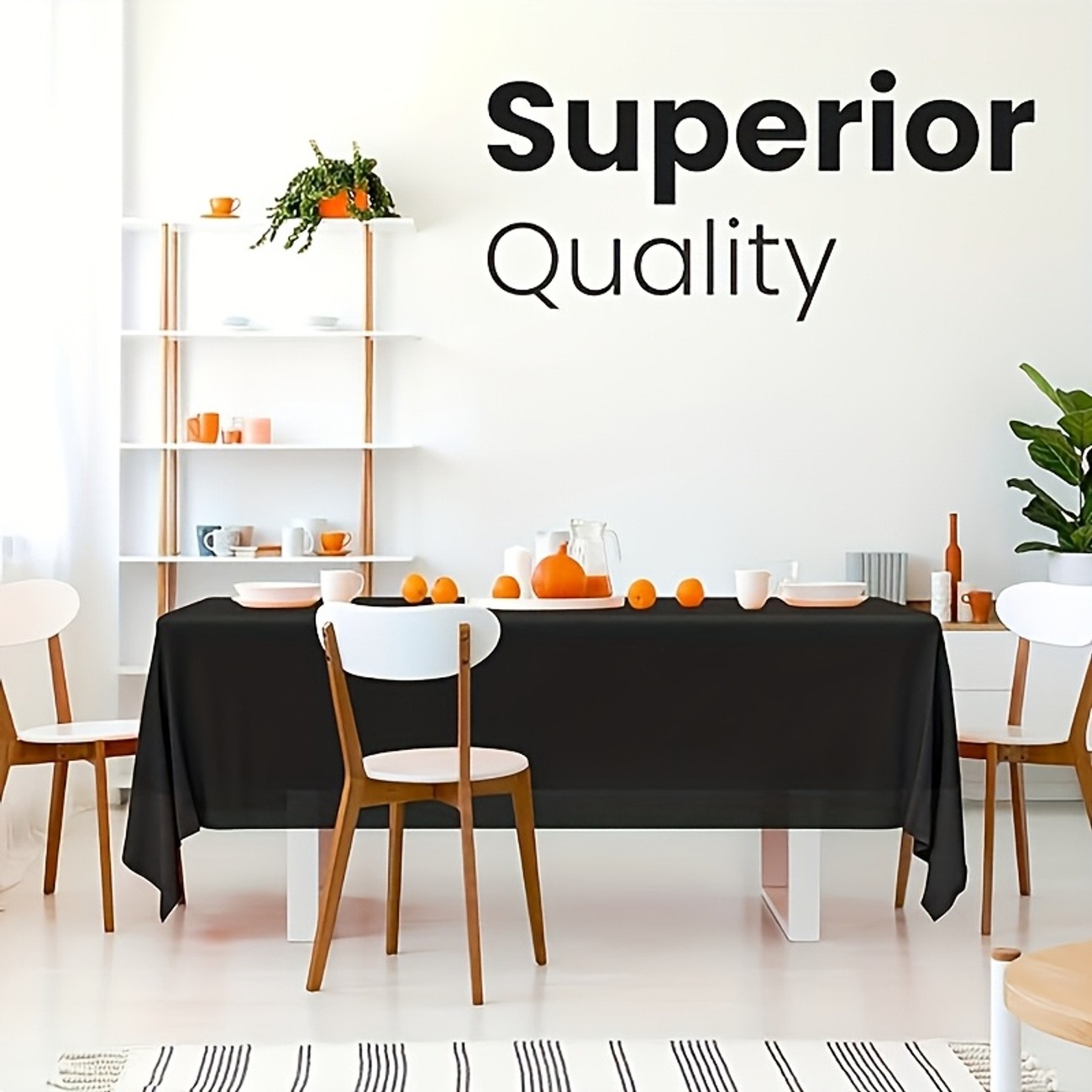 4-Pack Black Disposable Plastic Tablecloths