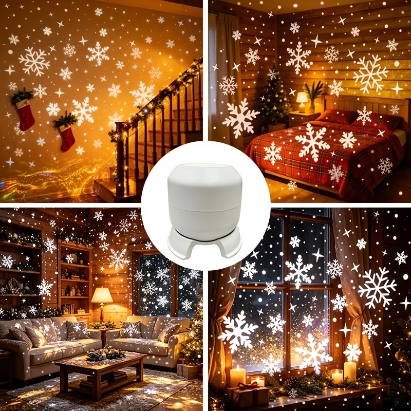 360° Rotating Snowflake Projection Light