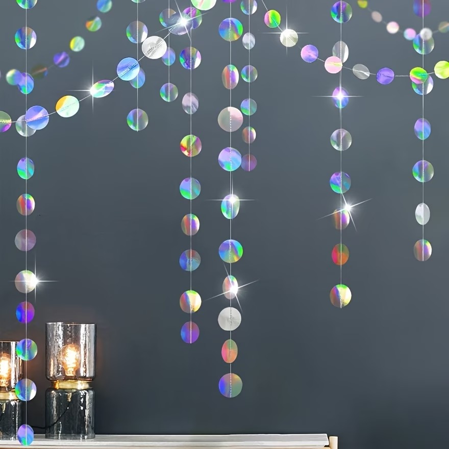 Holographic Iridescent Circle Garland Banner