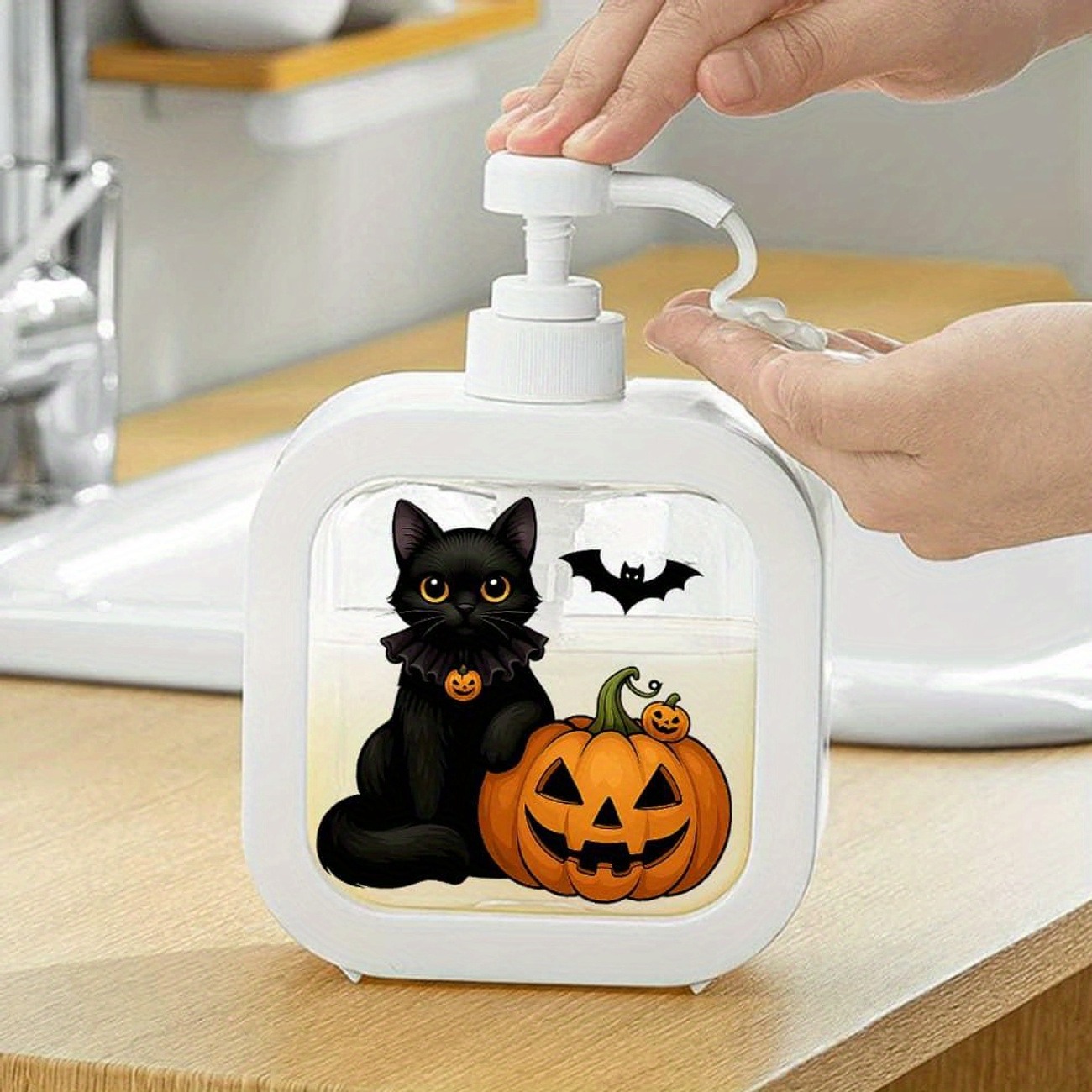 Halloween Black Cat & Bat Soap Dispenser - Image 4