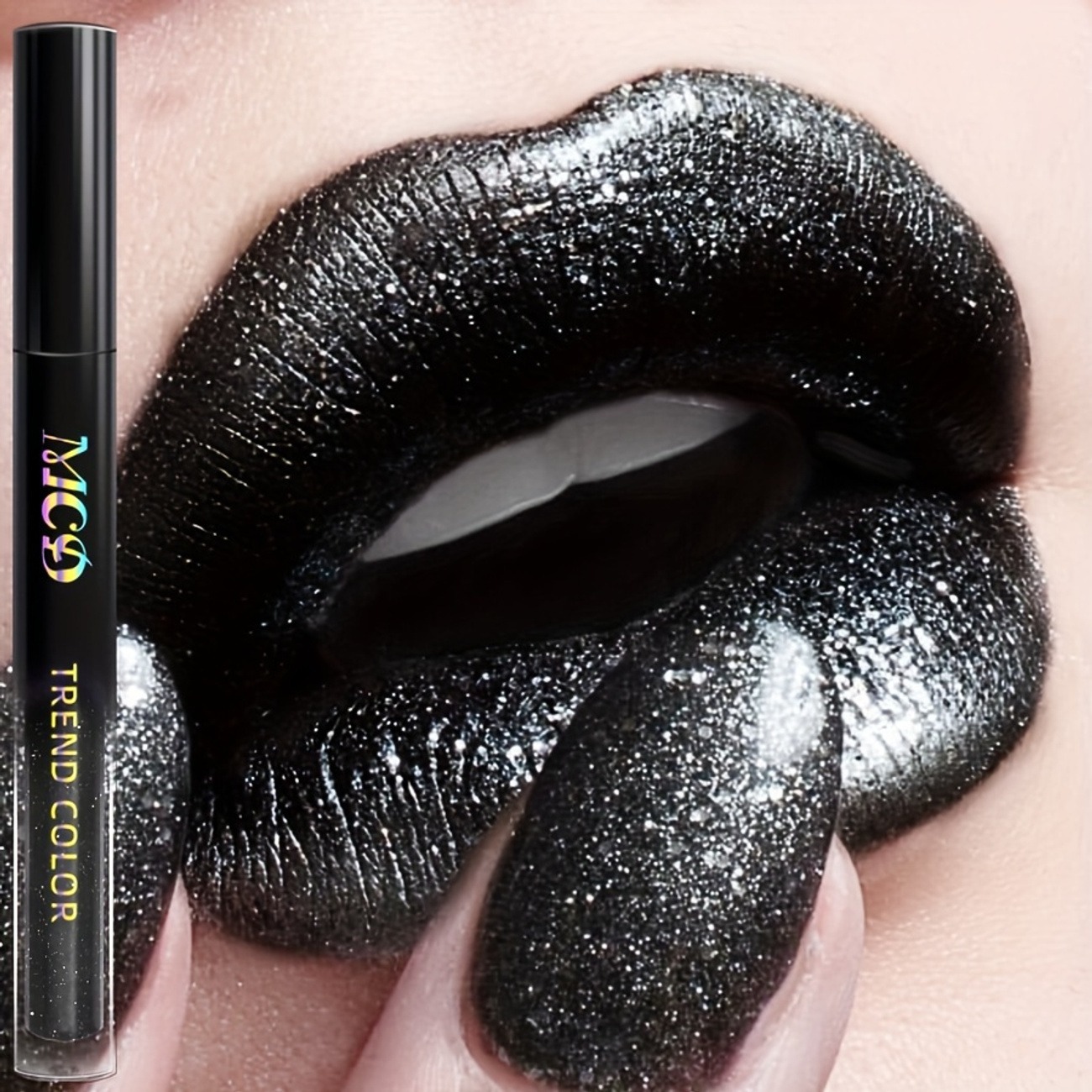 Black Glitter Long-Lasting Lip Glaze