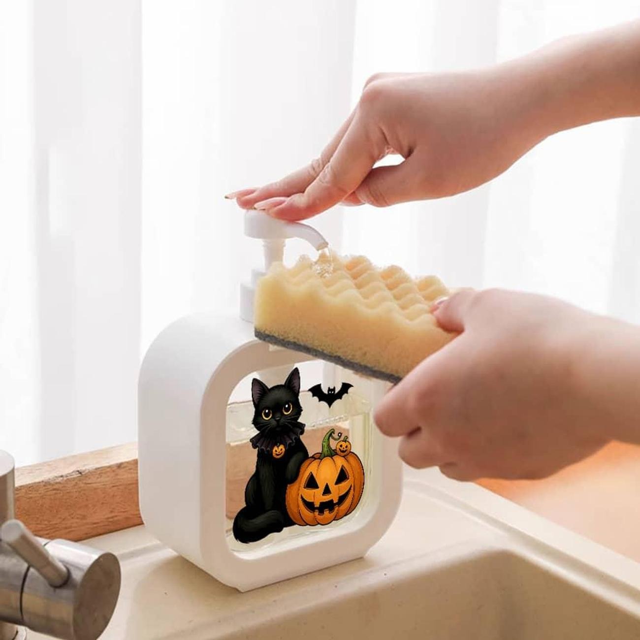 Halloween Black Cat & Bat Soap Dispenser