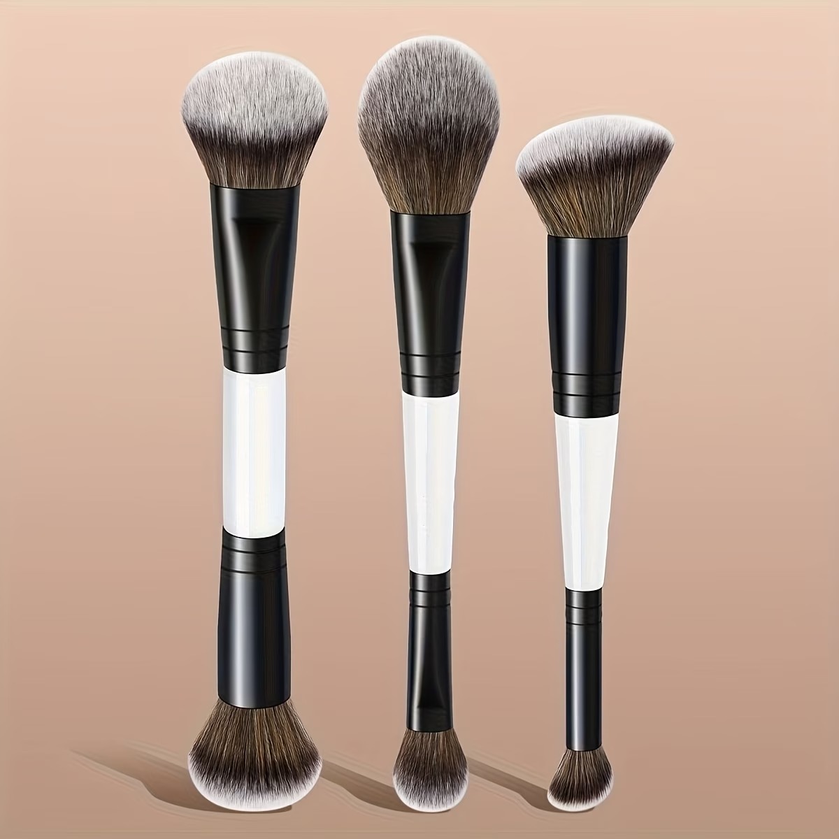 3-Piece Double-Ended Makeup Brush Set - Image 3
