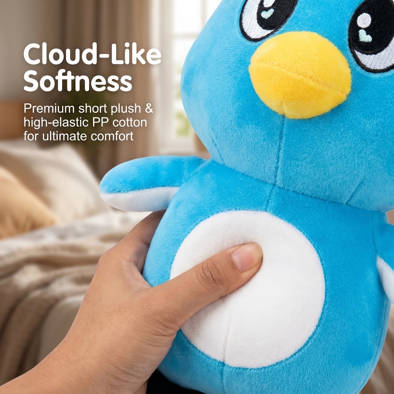 Blue Cartoon Penguin Plush Toy – 25 cm