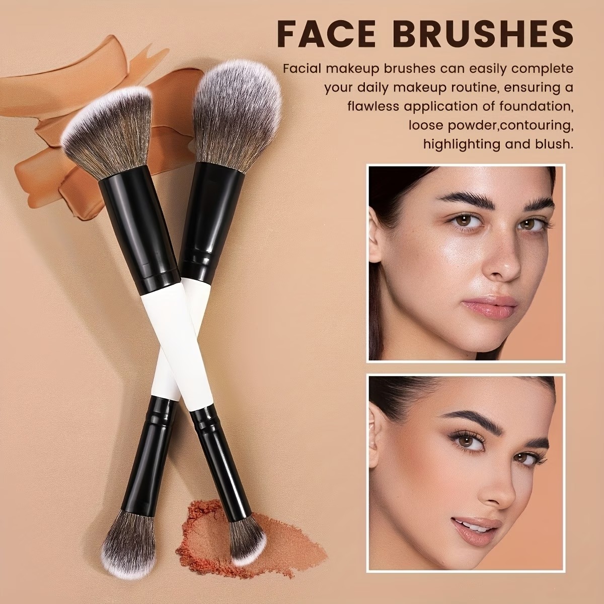 3-Piece Double-Ended Makeup Brush Set - Image 4