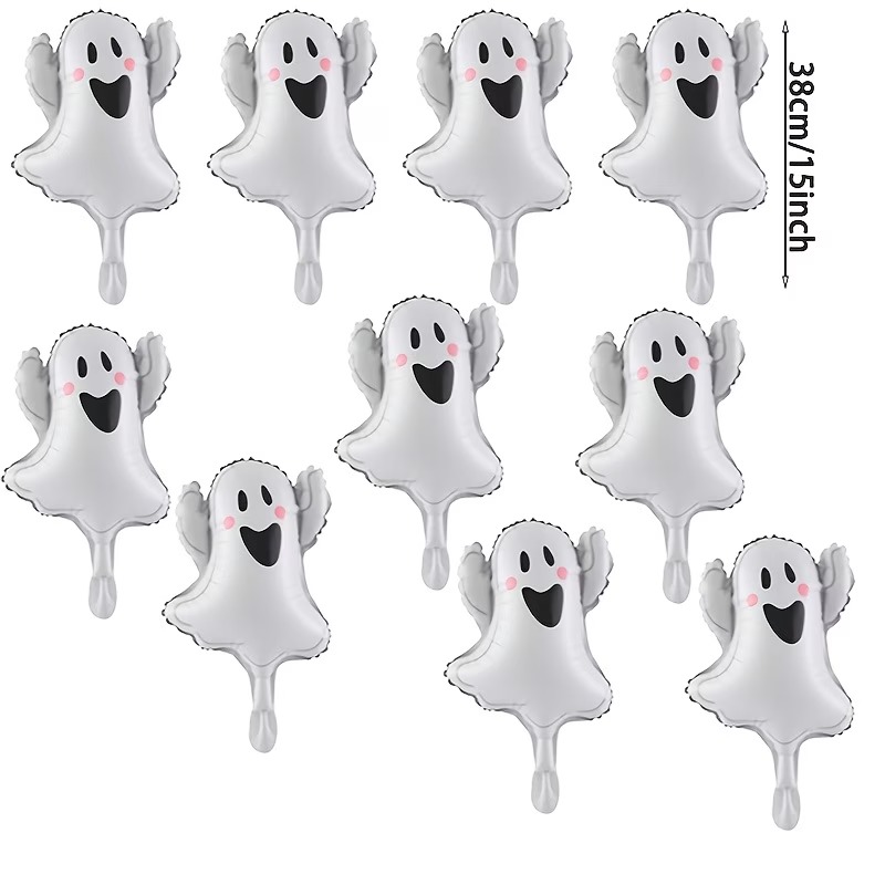 10-Pack Cute Ghost Foil Balloons - Image 2