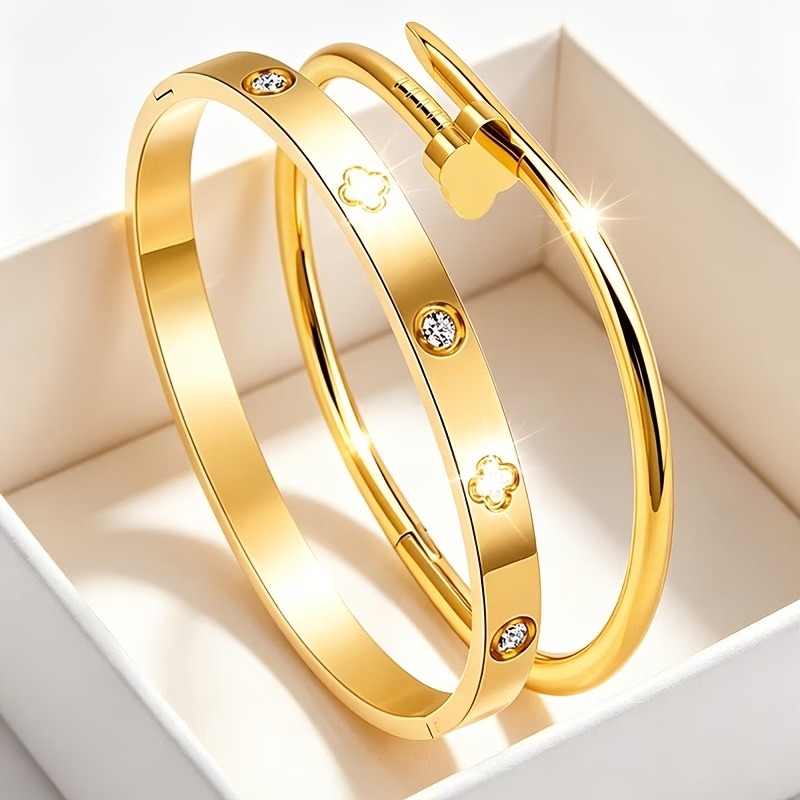 Luxury Clover Bangle Bracelet Set