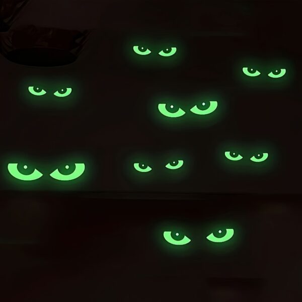 16 Pairs Glow-in-the-Dark Halloween Eye Window Stickers – 2 Sheets