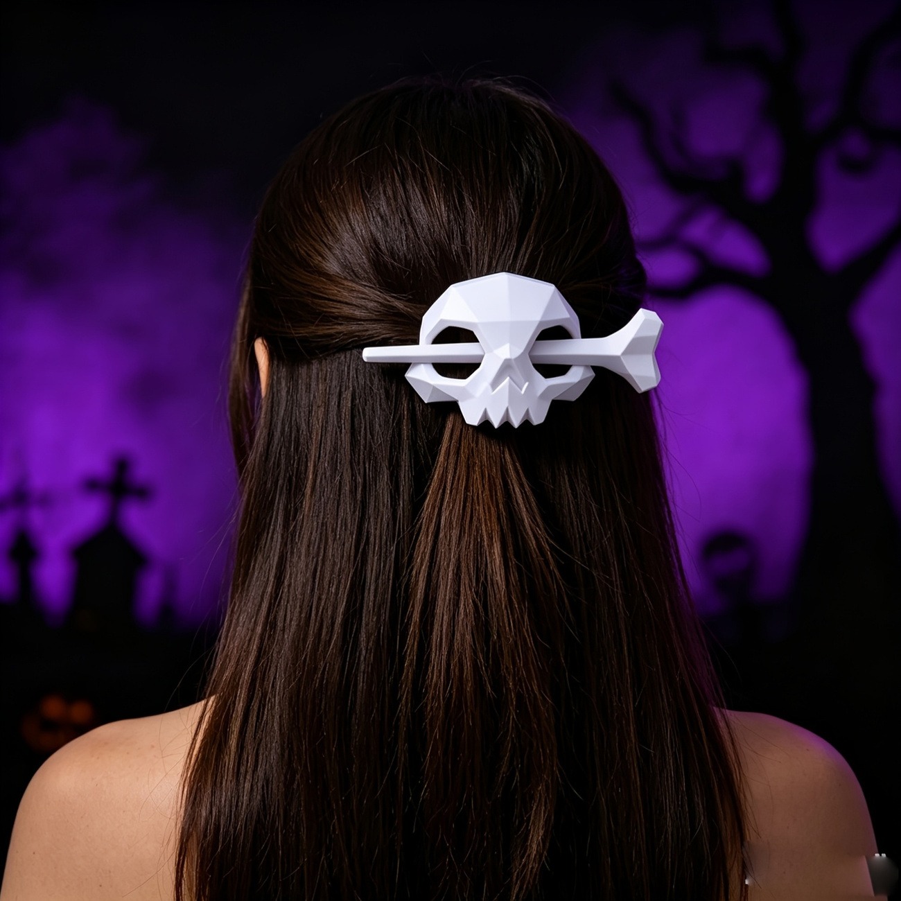 Gothic Skull Hair Clip – Punk Halloween Hair Accessory - Image 4