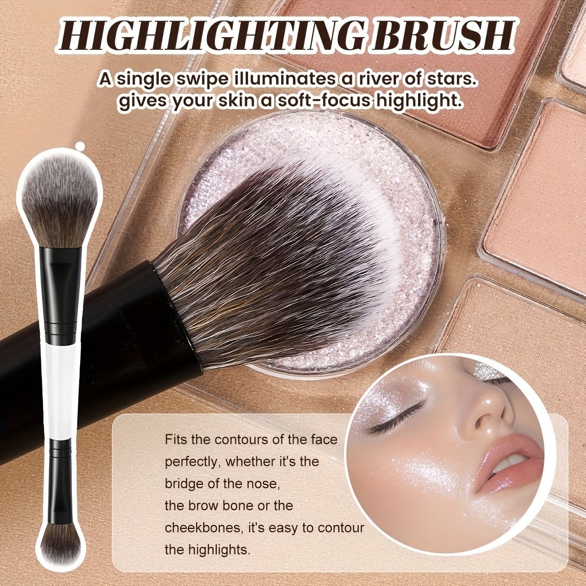 3-Piece Double-Ended Makeup Brush Set