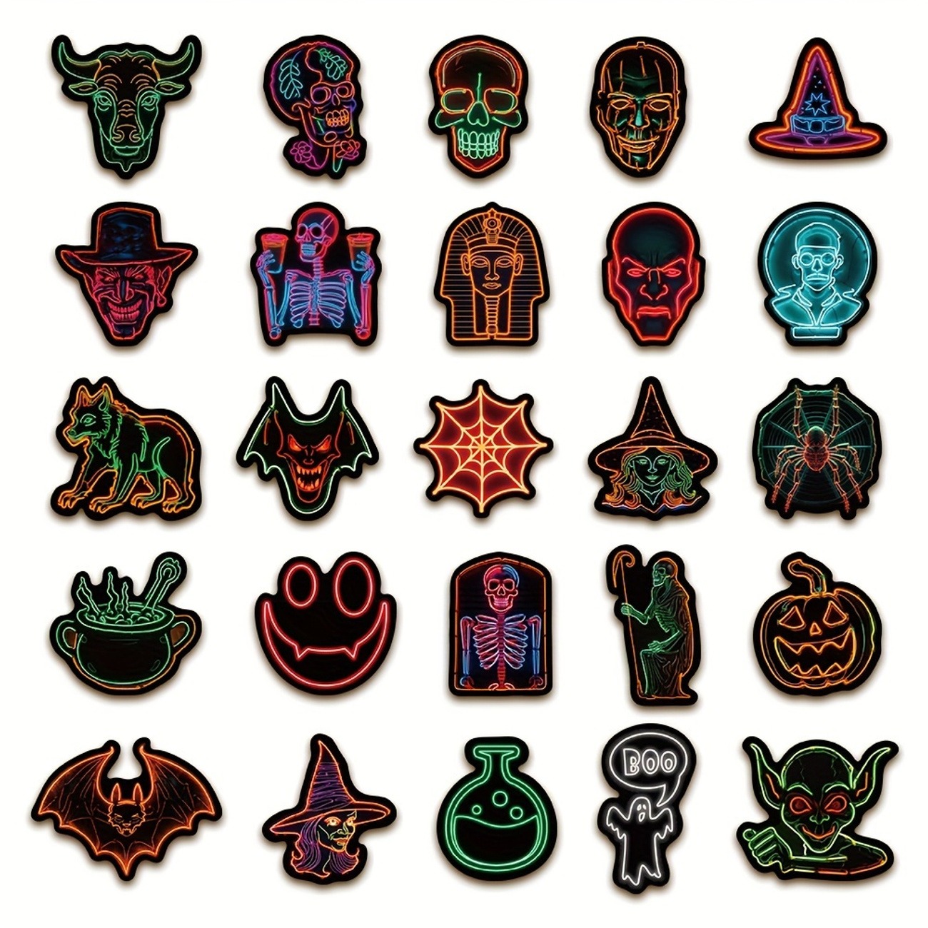 Neon Halloween Pumpkin Stickers – 50 Sheets - Image 5