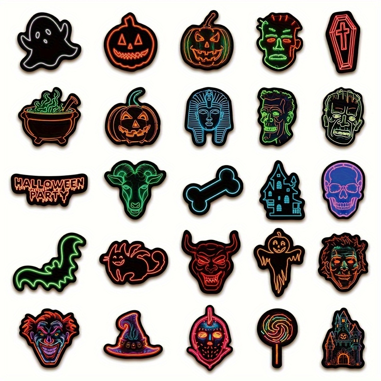 Neon Halloween Pumpkin Stickers – 50 Sheets - Image 6