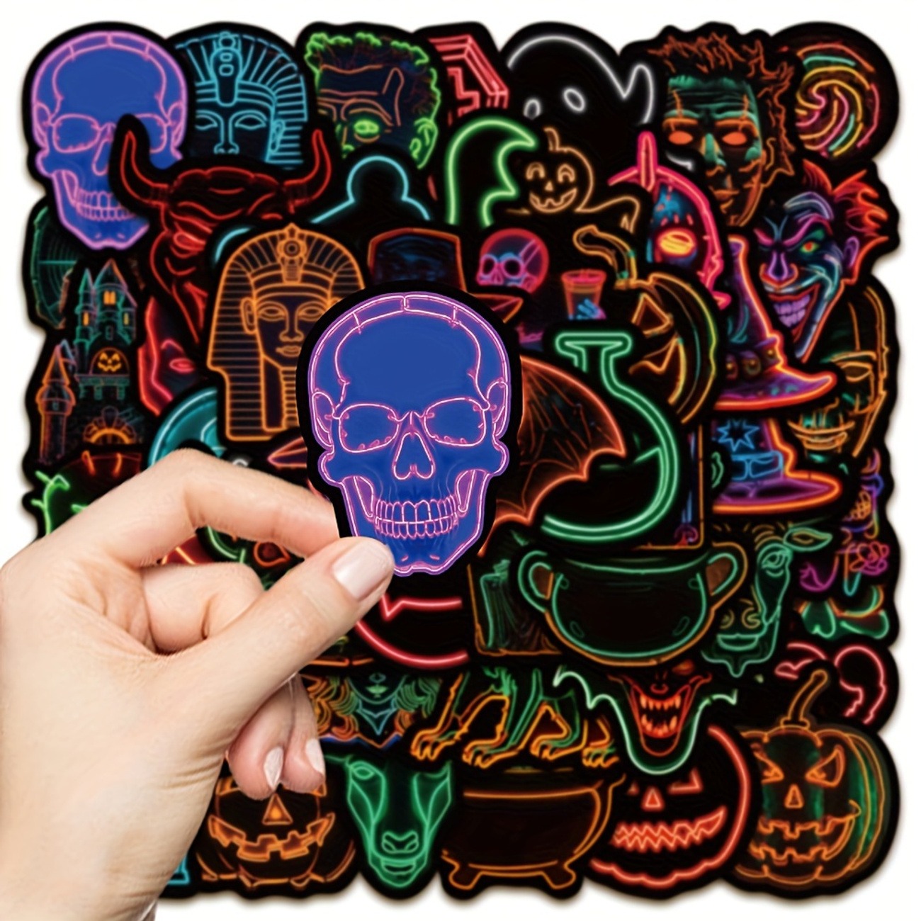 Neon Halloween Pumpkin Stickers – 50 Sheets - Image 7
