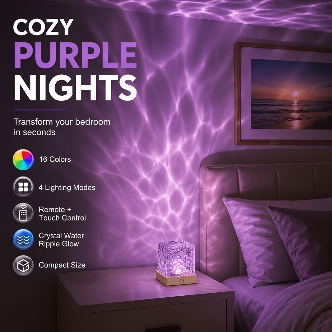 16-Color Aurora Water Ripple LED Projection Lamp - Image 8