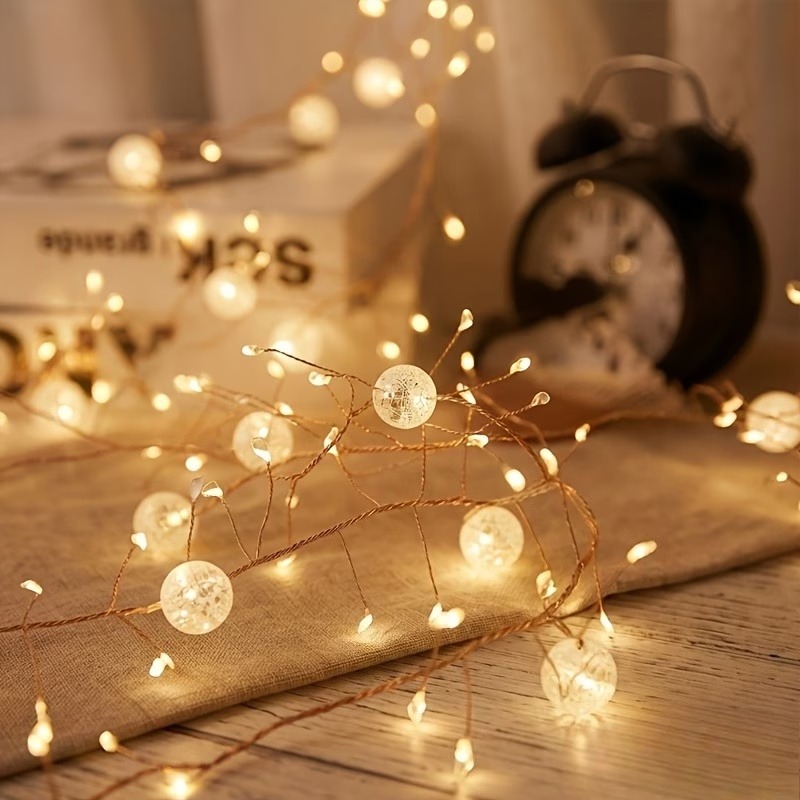 60 LED Crackle Ball Fairy String Lights