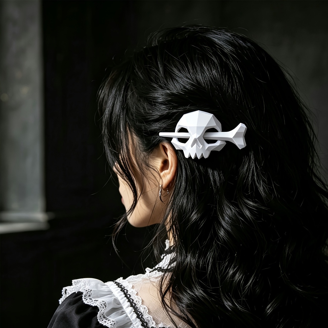 Gothic Skull Hair Clip – Punk Halloween Hair Accessory - Image 9