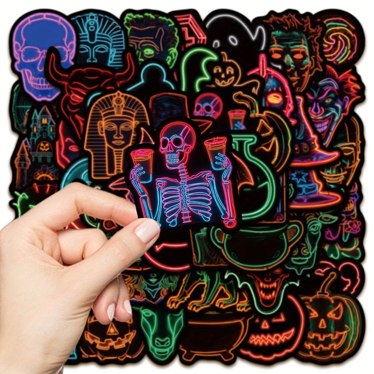 Neon Halloween Pumpkin Stickers – 50 Sheets - Image 9