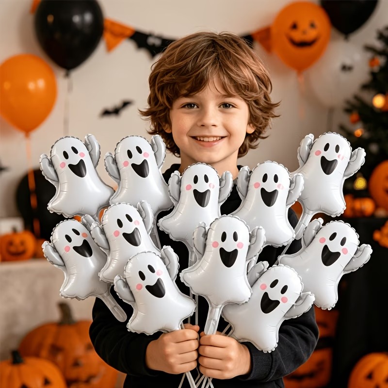 10-Pack Cute Ghost Foil Balloons - Image 3