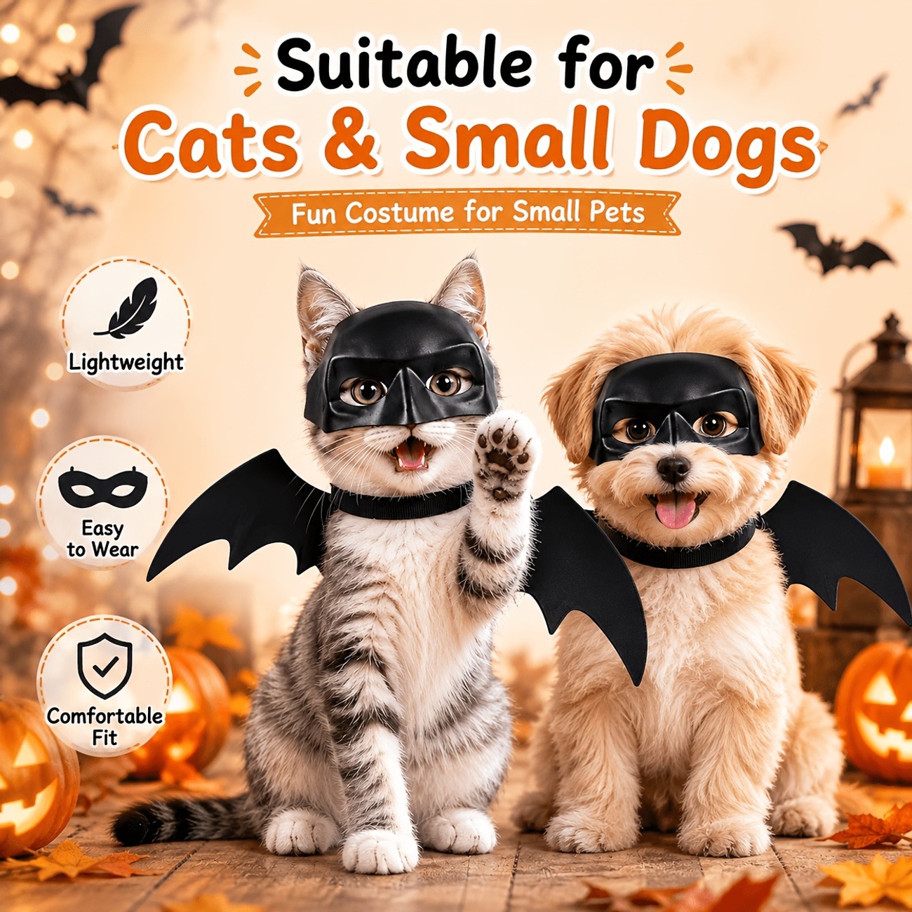 2-Piece Bat Costume Set for Cats & Small Dogs