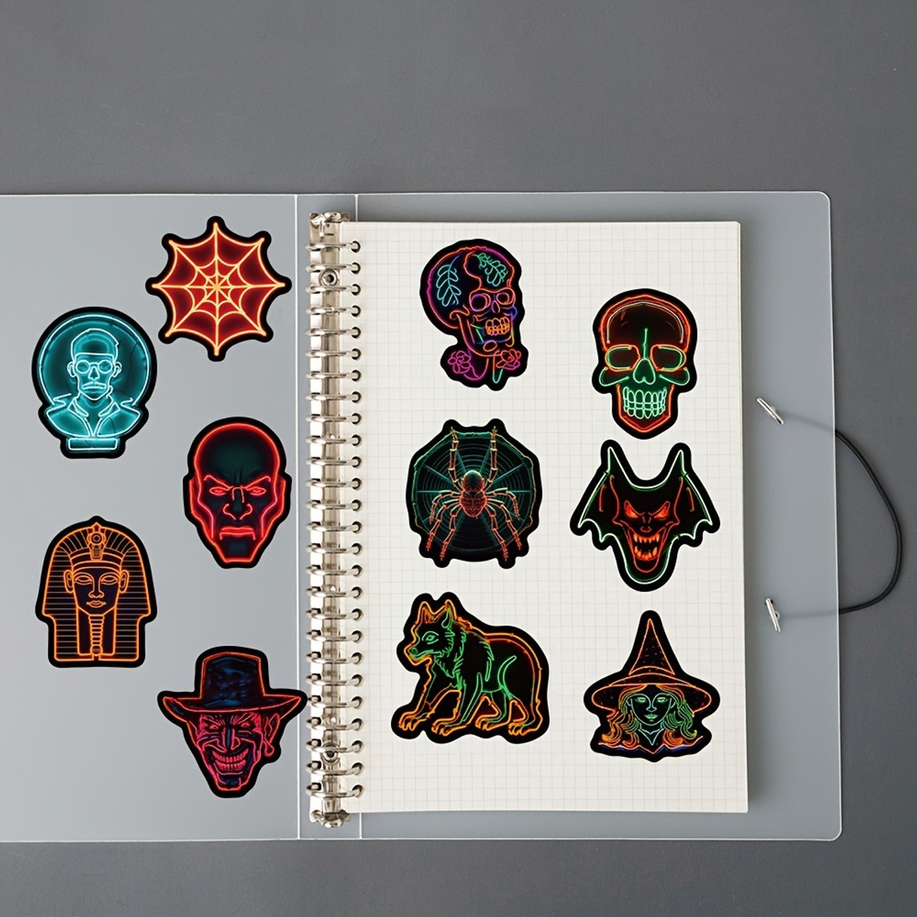 Neon Halloween Pumpkin Stickers – 50 Sheets