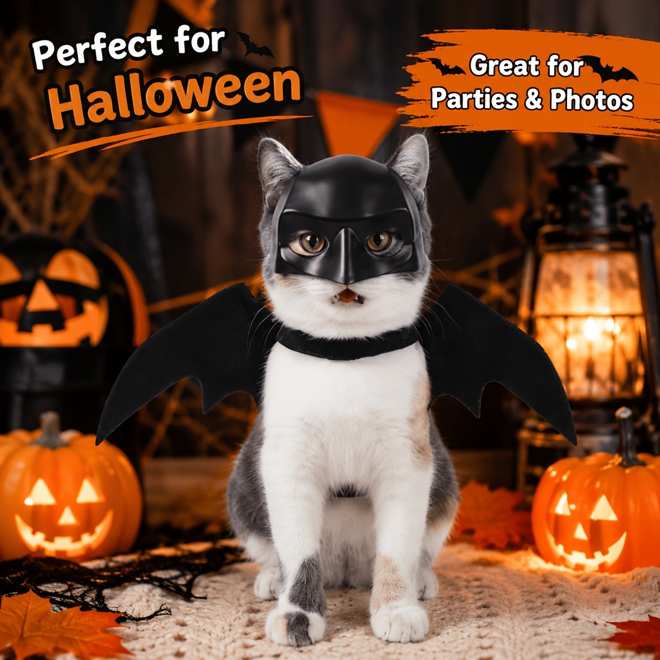 2-Piece Bat Costume Set for Cats & Small Dogs