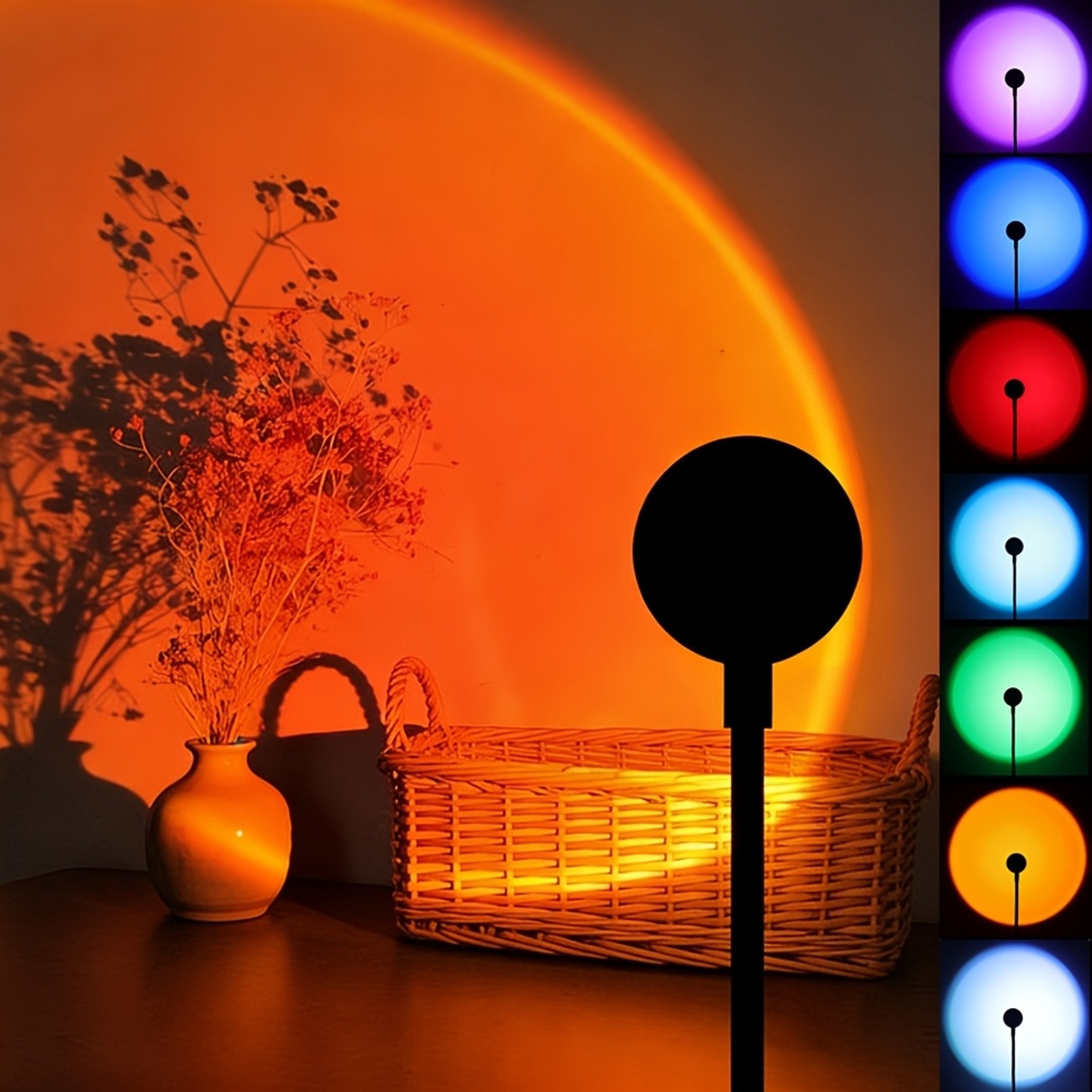 USB LED Sunset Lamp – 7 Color Adjustable Projection Light