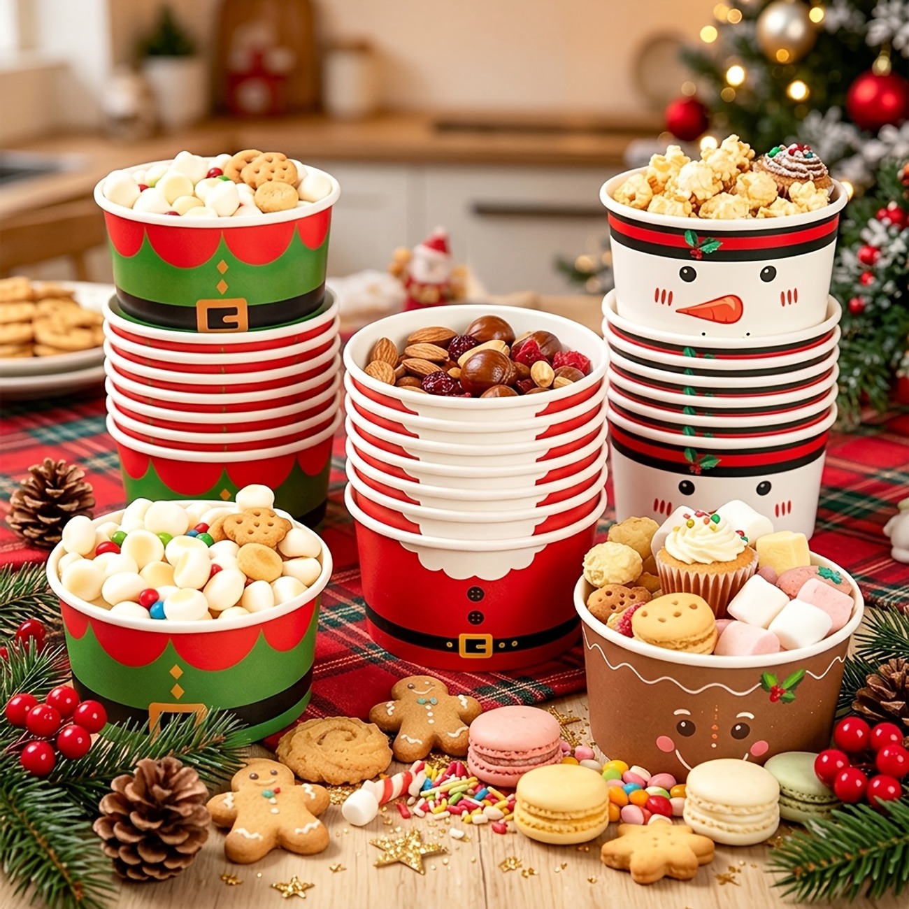 12-Piece Christmas Paper Bowls Set