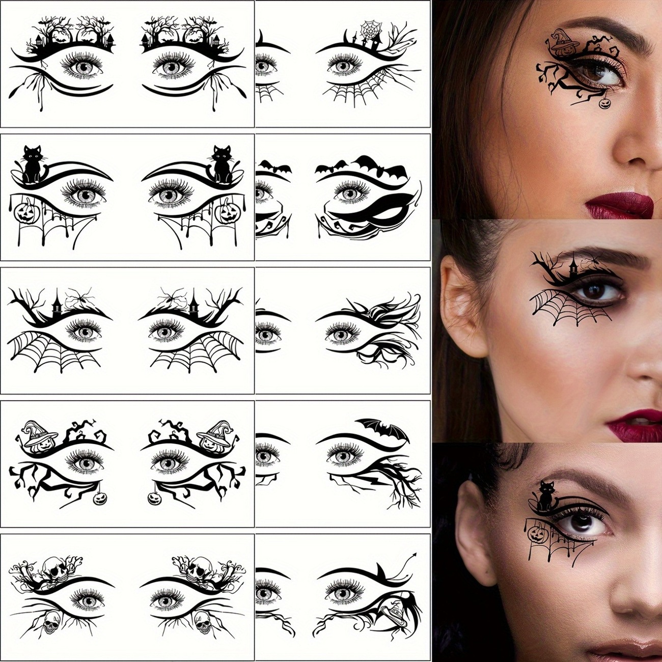 10PCS Halloween Eye Temporary Tattoo Stickers